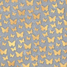 Dove Gray and Gold Glitter Butterflies Background