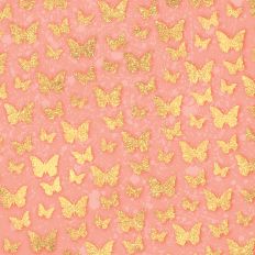 Coral and Gold Glitter Butterflies Background
