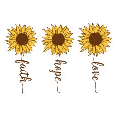 Faith Hope Love Sunflower SVG Cut File