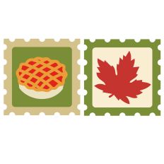 fall stamps - pie and maple leaf