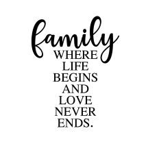 Family Where life begins and love never ends svg