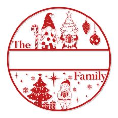 Round Christmas Family Name Sign SVG
