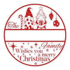 Round Christmas Family Name Sign SVG