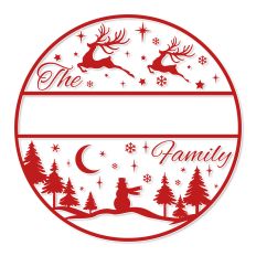 Round Christmas Family Name Sign SVG
