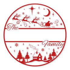 Round Christmas Family Name Sign SVG