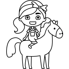 Horse Girl Outline