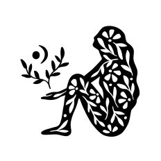 Female silhouette with flowers
