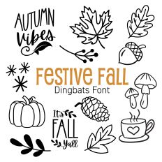 Festive Fall Dingbats Font – Autumn Icons Phrases