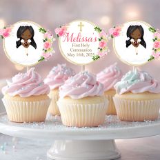 My First Holy Communion Cupcake Toppers Girl Number 3