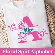 Floral Split Monogram SVG Alphabet