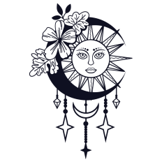 Mystical Floral Sun and Moon SVG Cut File