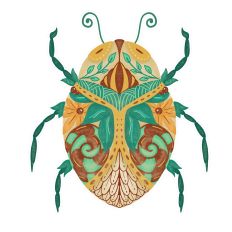 Floral Beetle Print and Cut Design with Spirals
