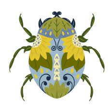 Floral Beetle Print and Cut Design with Sunflowers