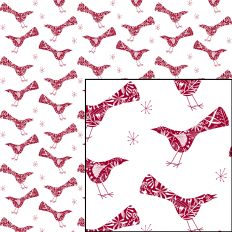 Red and White Birds Seamless Pattern