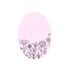 Oval Gift Tag with Sketched Wildflowers