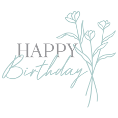 Happy Birthday With Floral Line Art