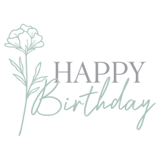 Happy Birthday With Floral Line Art
