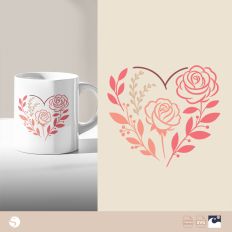 Heart Shaped Floral Arrangement Silhouette