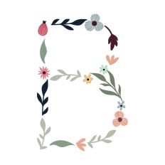 Flower Initial Monogram Art Letter B