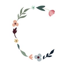Flower Initial Monogram Art Letter C