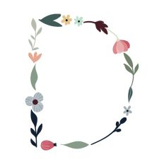 Flower Initial Monogram Art Letter D