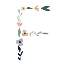 Flower Initial Monogram Art Letter F