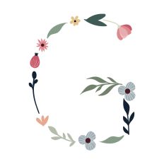 Flower Initial Monogram Art Letter G