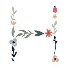 Flower Initial Monogram Art Letter H