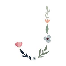 Flower Initial Monogram Art Letter J