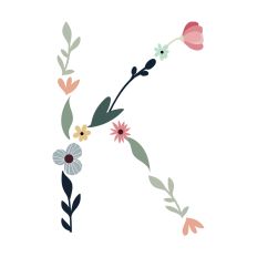 Flower Initial Monogram Art Letter K