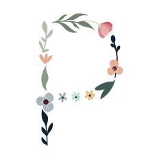 Flower Initial Monogram Art Letter P