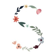Flower Initial Monogram Art Letter S