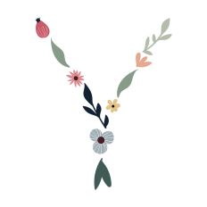 Flower Initial Monogram Art Letter Y