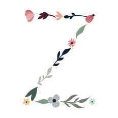 Flower Initial Monogram Art Letter Z