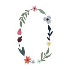 Flower Initial Monogram Art Number 0