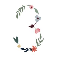 Flower Initial Monogram Art Number 3