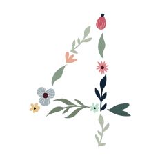 Flower Initial Monogram Art Number 4