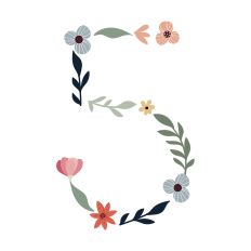 Flower Initial Monogram Art Number 5