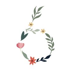 Flower Initial Monogram Art Number 6