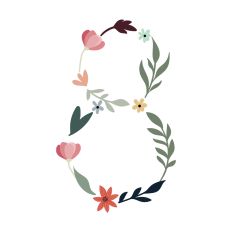 Flower Initial Monogram Art Number 8