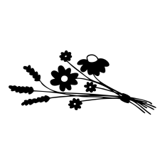 Floral Spray with Solid Filled Flowers