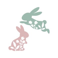 Floral bunny silhouettes