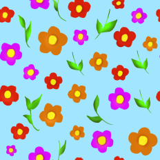 Flowers printable pattern - blue background