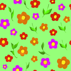 Flowers and leaves printable pattern - green background