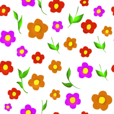 Flowers and leaves printable pattern - background white