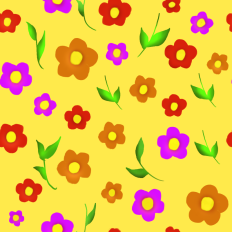 Flowers and leaves printable pattern - background yellow