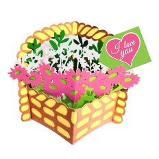 Flower Basket 3D Card SVG for Cutting Machines