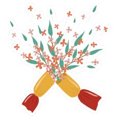 FLOWER BOUQUET RED YELLOW CRACKER CELEBRATION BIRTHDAY