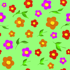Flowers and leaves printable pattern - green background