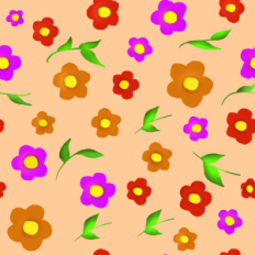 Flowers and leaves printable pattern - peach background